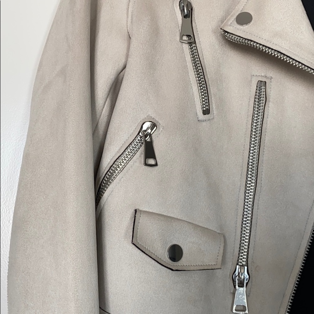 OFF WHITE SUEDE MOTTO JACKET SIZE SMALL - Picture 2 of 5